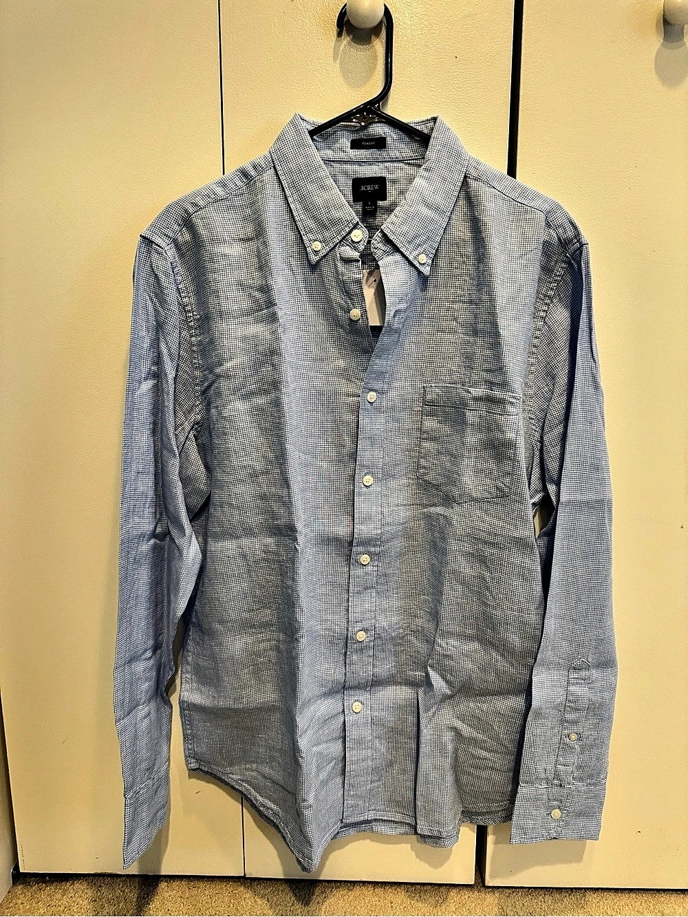 J.Crew Classic-fit linen-blend shirt Blue & White Large. New with tags